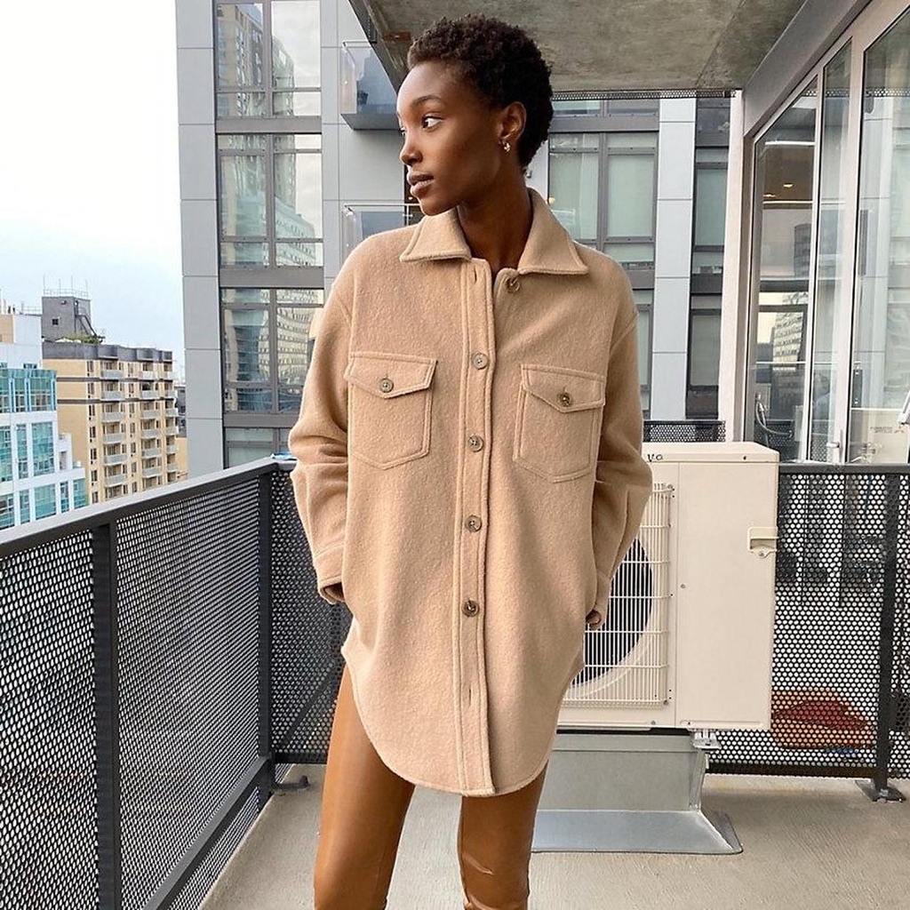 Women's Cream Shacket - Button Front